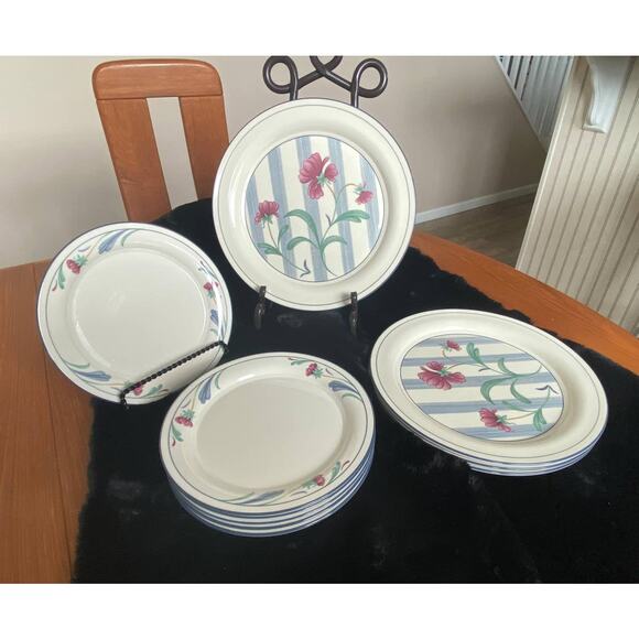 Lenox Poppies on Blue, Botanical, 1984-2007, dinner plates, salad plates, 6 pcs - Picture 2 of 6